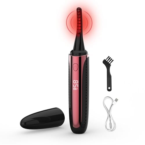 Wimpernzange Beheizbar, Wiederaufladbarer Elektrische Wimpern Curler 4 Heizmodi Anti-Verbrennung mit LED Display 5 Mins Auto Off Für Bequemes Make-up, Wimpernzange-Elektrische-Beheizbar-Curler