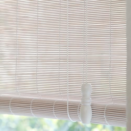 Sh000ad Store Enrouleur Bambou Blanc Pare-Vue Occultant Tamisant Pare-Soleil,Rideau Bambou Naturel,Store Bateau en Bambou,pour Fenêtres/Portes,Personnalisée,Largeur x Hauteur (130cm x 160cm)
