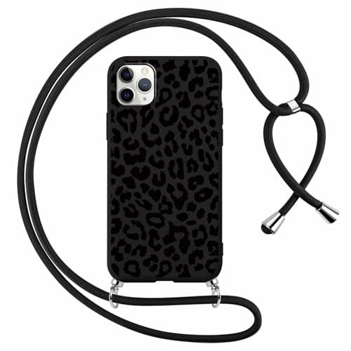 Yoedge Funda con Cuerda para Apple iPhone 11 Pro MAX 6,5, Carcasa Aesthetic Motivos con Ajustable Collar Correa de Cuello Cordón Antigolpes Cover, Silicona Case para iPhone 11 Pro MAX, Leopardo2