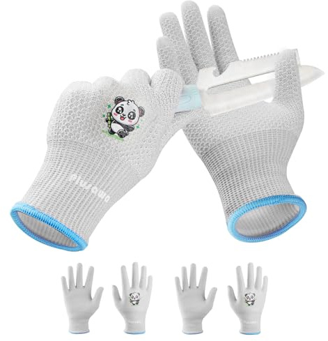 Plusawa Kinderschnittfeste Handschuhe, Schnittschutz D-Klasse, hohe Flexibilität, Komfort, atmungsaktiv – ideal für Basteln, Gartenarbeit, 2er-Pack. (Grau, L)