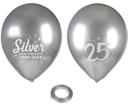 24 Stück Silberhochzeit,Silberhochzeit Deko,Luftballons Hochzeit Silber,Jahre Luftballon Silberne,Dekoration Draußen Girlande Geschenk,Tischdeko Ballon Streudeko,Ballons für Servietten Silberner