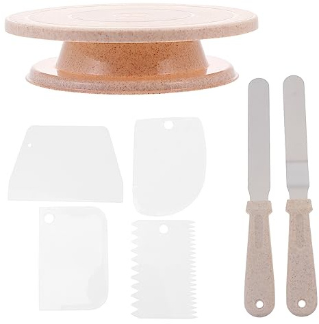 Mikinona Gedrehter Kuchen Drehtischständer Kuchen Dekorieren Rotary Stand Kit (weizenfarbe)
