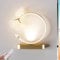 LOGT Kreis Wandleuchte LED Innen 18W Wandlampe Runde mit Fernbedienung Wandbeleuchtung Dimmbar Schwarz/Gold/Weiß 3000K-6000K Minimalistische Blätter Nachttischlampe für Flur Wohnzimmer,Gold