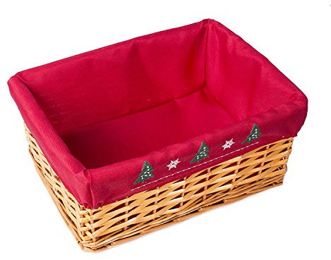 Wickerfield Red lined Honey Wicker Trays Retail Display Christmas Hampers for Gift Packaging (Honey, Medium)