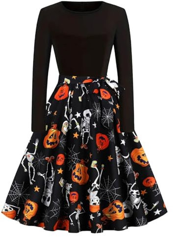 Halloween Costumes for Women 1950s Long Sleeve Vintage 1950s Flare Sleeve Sleeveless Gothic Witch Kaftan Dresses for Women UK Halloween Costumes Witch Flared