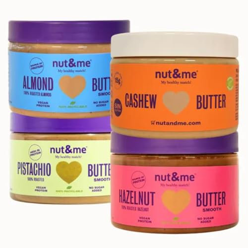 Pack Cremas 100% frutos secos nut&me | Pistacho 250g | Avellana 300 gr | Almendras 300 g | Anacardos 300g | Naturales y Deliciosas | Pack de 4 unidades
