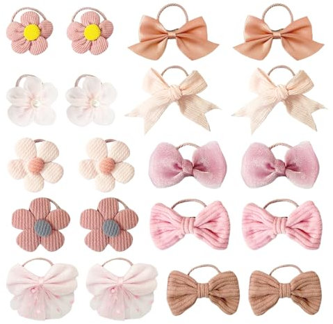 20 Elastici Rosa Per Bambini, Accessori Per Capelli Carini, Accessori Per Capelli Con Fiocco, Accessori Per Capelli Con Fiori, Anelli Elastici Per Capelli, Accessori Per Capelli