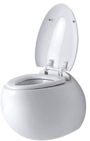 Milano Mellor White Wall Hung Round Toilet Tall Frame Dual Flush Cistern - Chrome Rectangular Plate