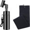 FUZVOL Golf Club Brush Groove Cleaner, Golf Club Brush with Water Spray and Hook Bottle & Black Microfiber Golf Towel Kit for Golf Ball Club, Golf Accessories Golf Gift For Men