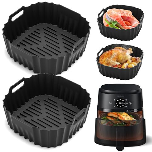 Accessori Friggitrice ad Aria per Philips Airfryer Serie 2000 4,2L, 2 Pezzi Riutilizzabile Stampi Silicone Teglia Friggitrice ad Aria per Philips NA229/00