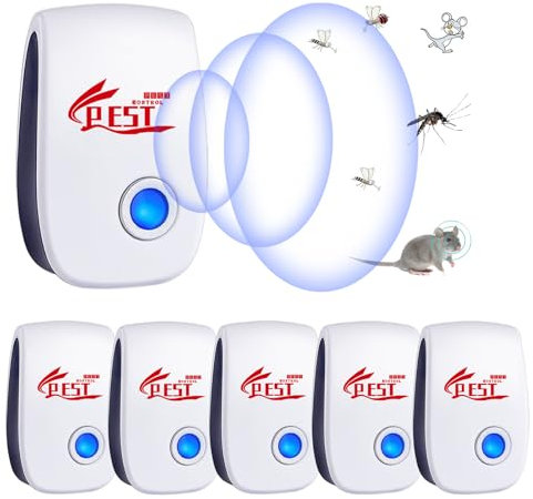 Repelente Ultrasónico de Plagas, 6 Pack Electrónico Repelente Mosquitos, Repelente Mosquitos Control de Plagas para Interiores, Anti Mosquitos, Moscas, Ratones, Cucarachas, Arañas, Roedore