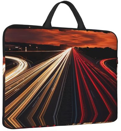 ESNAIUVCD Highway Light Print Protective 14 Inch Laptop Case,Laptop Sleeve with Handle Compatible,Carrying Computer Bag