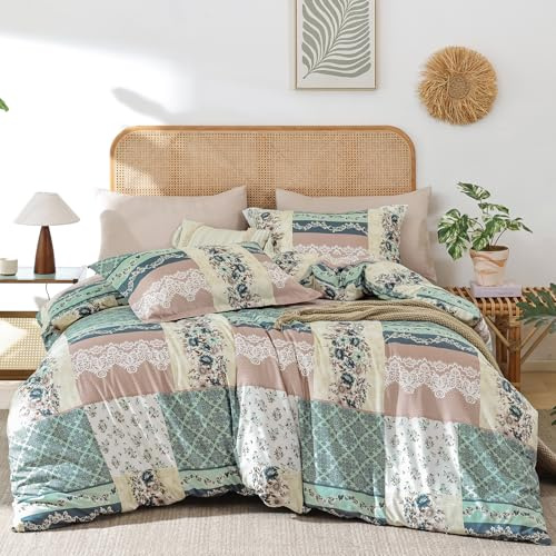 DJY Pink Floral Duvet Cover Set King Size - 3-Piece Pink Bedding Set - Wrinkle-Resistant & Breathable Design with Hidden Zipper (King, 220x230cm)