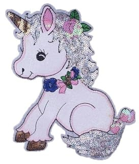 Einhorn Applikation Glitzer Stoffaufnäher zum Aufbügeln