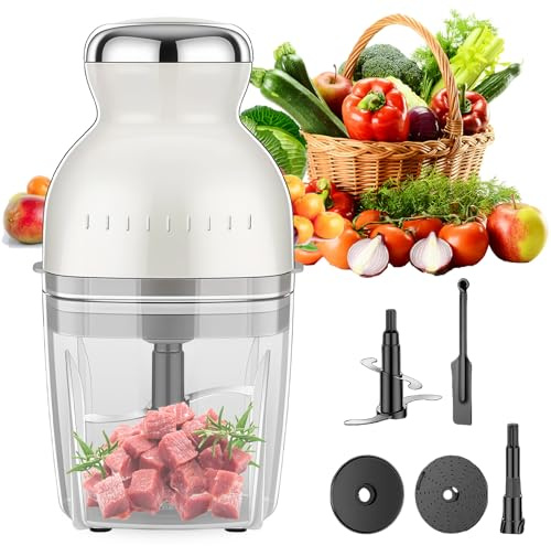 Picadora de cocina eléctrica, multipicadora de 600 ml, procesador de alimentos con 4 cuchillas de acero inoxidable afiladas, picadora de carne, batidora para cocina, alimentos para bebés, alimentos