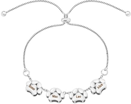 yrozvw Personalisierte Haustier Pfote Armband mit Namen benutzerdefinierten Text Katze Hund Pfote Armband für Frauen Gedenkschmuck Geschenke für Tierliebhaber