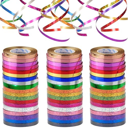 XoeLLe 570 Meter Luftschlangen Geburtstag, Party Deko, Geschenkband, Party Deko Geburtstag, Geeignet für Geburtstagsfeiern, Hochzeiten, Abschlussfeiern, Karneval, Babypartys und Weihnachten