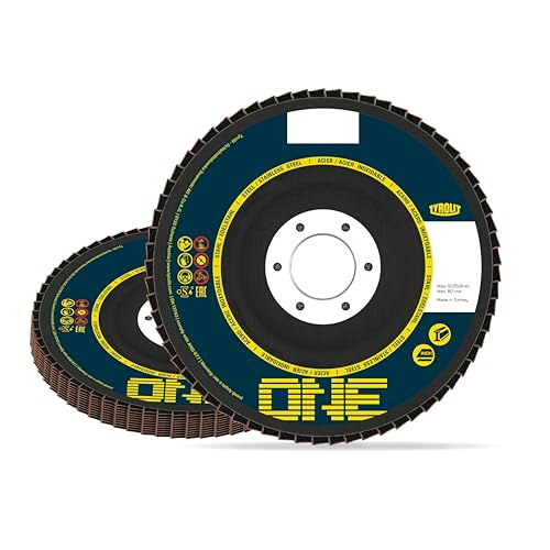 TYROLIT ONE 2-in-1 Flap Discs - Durable 115mm Grinding Discs for Steel and Stainless Steel - 40 Grit Angle Grinder Discs - 115 x 22.23 mm, 10-Pack