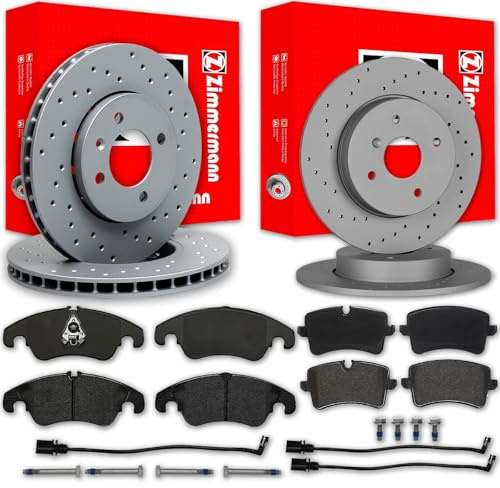 Zimmermann Sport Bremsscheiben + Beläge vorne + hinten | 100.3355.52+24743.190.2+100.3333.52+25214.175.2 Kompatibel mit A6 C7 (4G2, 4GC),A6 C7 Avant (4G5, 4GD),A7 Sportback (4GA, 4GF