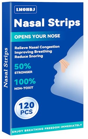 120Pcs Nasal Strips Anti Snoring, Extra Strength Nose Strips Breathing, Nose Tape for Sports and Sleep, Anti Snoring Strips Help Stop Snoring and Nasal Congestion Relief (Brown)