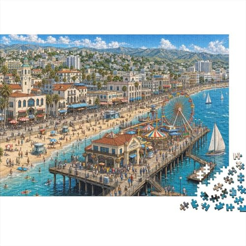 Santa Monica Pier Puzzle 1000 Teile, Denkspiel für Erwachsene