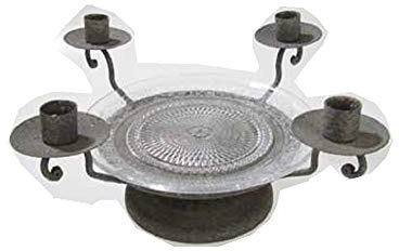 Kerzenhalter 4-fach mit Teller 25,5 x 25,5 x 14,5 cm grau