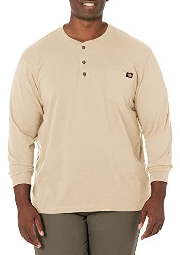 Dickies Men's Big Henley Shirts, Desert Sand, XL UK