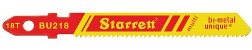 Starrett BU218-2 Bi-Metal Unique Unified Shank Multi Purpose Wood and Metal Cutting Jig Saw Blade, Regular Tooth, 0.040 Thick, 18 TPI, 3 Length x 3/8 Width (Pack of 2)