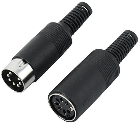 sourcingmap Paire Noir DIN Femelle 7 Broches mâle-Connecteur AV Prise Audio