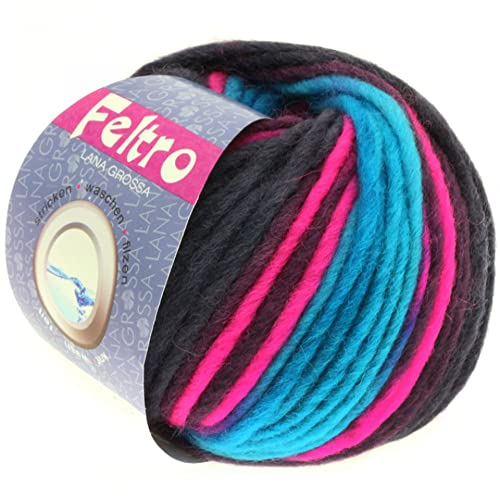 Lana Grossa Feltro Print 334 - Türkis/Aubergine/Schlamm