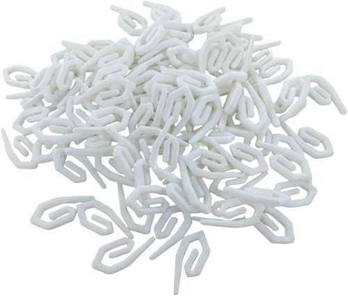Merriway BH04577 White Nylon Curtain Hooks (Pack of 200) – Heavy Duty Hooks for Pencil Pleat, Window, Door & Shower Curtains