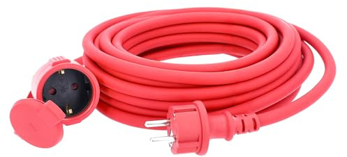 as - Schwabe Gummi-Verlängerungsleitung – 5 m Kabel – IP44 – Rot, 60272
