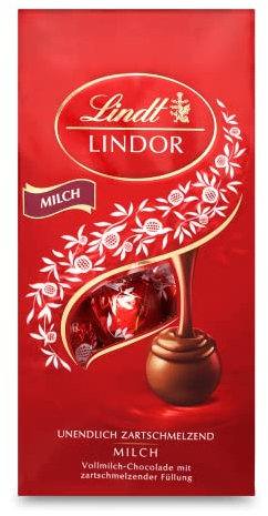 Lindt Schokolade LINDOR Kugeln Milch | 2 x 137 g im Beutel | ca. 10 Kugeln Vollmilchschokolade mit zartschmelzender Füllung | Pralinen-Geschenk | Schokoladen-Geschenk (2 x 137 g)
