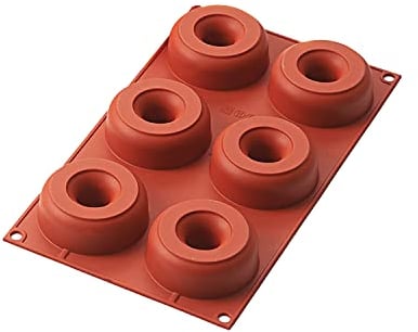 Silkomart, 190352, Molde de silicona con forma de donuts, 6 cavidades