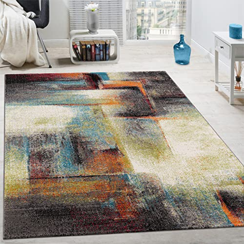 Paco Home Designer Teppich Modern Kurzflor Wohnzimmer Bunt Trendig Meliert Multicolour, Grösse:200x290 cm