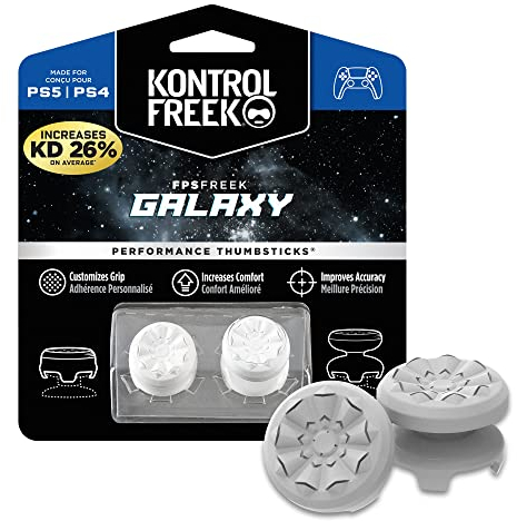 KontrolFreek FPS Freek Galaxy Weiß für PlayStation 4 (PS4) und PlayStation 5 (PS5) | Performance Thumbsticks | 1 x Hoch, 1 x Mittel | Weiß