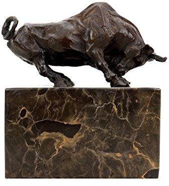 Kunst & Ambiente - Stierfigur aus Bronze - signiert Antoine-Louis Barye - Bulle/Stier/Taurus/Börsenbulle - Statue auf Marmorsockel - Skulpturen online kaufen - Wohndeko für Innen