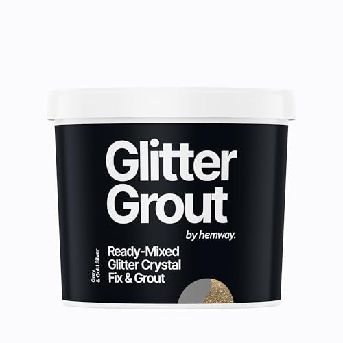 Hemway 2.5 L / 4.5 kg Gold Silver Glitter with Grey Grout | Ready Mixed & Easy to Use | Suitable for Kitchen, Bathroom & Flooring | Waterproof & Mould Resistant | Non-Toxic & Cruelty Free