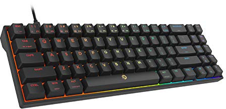 DREVO Calibur V2 Te 60% Tastiera Meccanica da Gaming RGB, Interruttore Cherry MX Marroni QWERTY US Compatta 71 Tasti, Lavora su PC/Mac, Cavo USB Type-C scollagabile, Nera