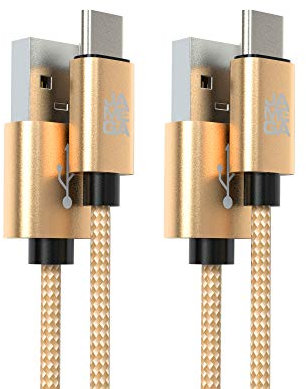 JAMEGA – USB Typ C Kabel Gold [2 Stück 3m] | 3A Nylon geflochten USB C Ladekabel und Datenkabel Fast Charge Snyc schnellladekabel kompatibel mit Samsung Galaxy S10/S9, Huawei P30/P20