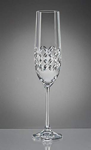 Bohemia Weingläser Weinglas Kristallglas Sektgläser Sektglas Wassergläser Whiskygläser Kristallglas Model Viola CROSS 2er Set klar schliff (Sektgläser 190 ml)