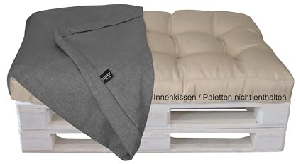 LILENO HOME Palettenkissen Bezug Grau - Ersatzbezug für Sitzteil 120 x 80 x | 16-20 cm - Polster Bezug für Europaletten - Palettenkissen Outdoor Hülle für Palettenmöbel