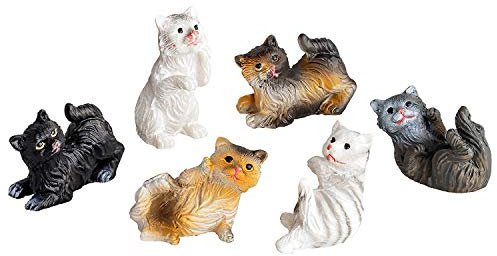 MaMeMi Krippentiere Katzenset mit 6 Katzen/Kätzchen [Grösse ca 3 cm] Krippenzubehör, Krippenbedarf/Zubehör für Weihnachtskrippen