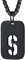 Bandmax Buchstabe Dog Tag S + Weizenkette 55+5cm Kette hohl Initiale Halskette Schwarz Damen Herren Militärische Erkennungsmarke Modeschmuck Accessoire