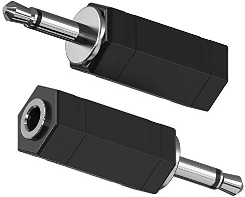Confezione da 2 adattatori da mono a stereo da 3,5 mm – spina mono maschio da 1/8 a jack stereo TRS femmina per radio, cuffie