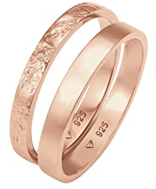 Elli Ring Damen Set Basic Look Gehämmert Kombinierbar in 925 Sterling Silber