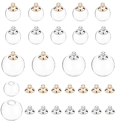 PH PandaHall 60 Ensembles 2 Tailles Mini Suspension en Verre Clair Vide, Pendentif Bouteille en Verre Breloques Pendentif Fiole à Remplir avec Capuchons pour DIY Boucle d'oreille Pendentifs