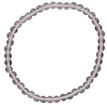 Taddart Minerals – Pulsera blanca transparente de cristal de roca natural con bolas de 4 mm montadas en hilo elástico de nailon – Hecho a mano, 18 centimeters, Caucho, cuarzo