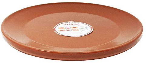 Azofra - Plato de Barro para churrasco Estilo Redondo 28 cm,Fuente, Bandeja Parilla, Ceramica, Plato Churrasco,