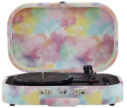Crosley CR8009B-TD Discovery Vintage Valise Tourne-Disque Bluetooth entrée/Sortie 3 Vitesses Tie-Dye